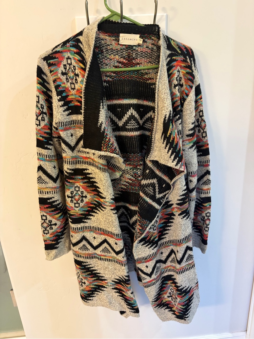 Dreamers Open-Front Aztec Cardigan Sweater - Multicolor